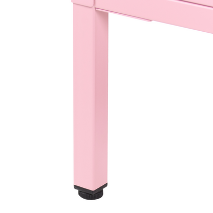 Office Cabinet Pink Two Doors Three Shelves Perforated Industrial Sideboard for Living Room and Home Office