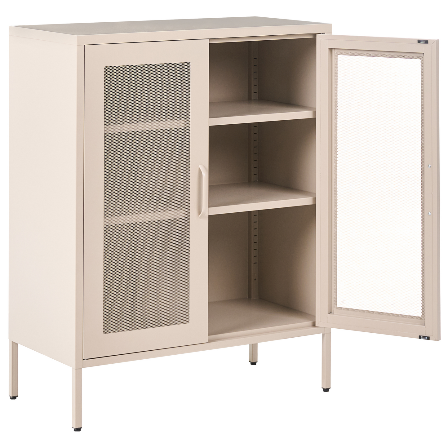 Office Cabinet Light Beige Steel 2 Doors 3 Shelves