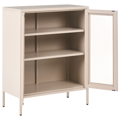 Office Cabinet Light Beige Steel 2 Doors 3 Shelves