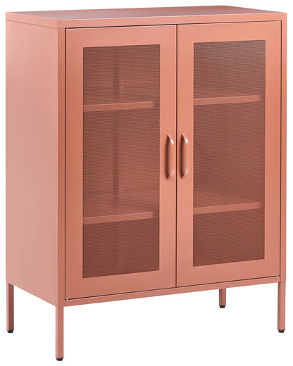 Industrial Office Sideboard Cabinet Golden Brown Steel 2 Doors 3 Shelves