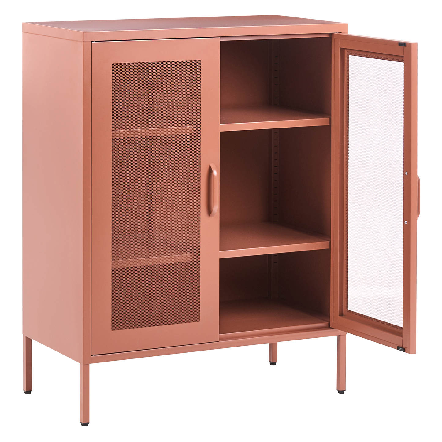 Industrial Office Sideboard Cabinet Golden Brown Steel 2 Doors 3 Shelves