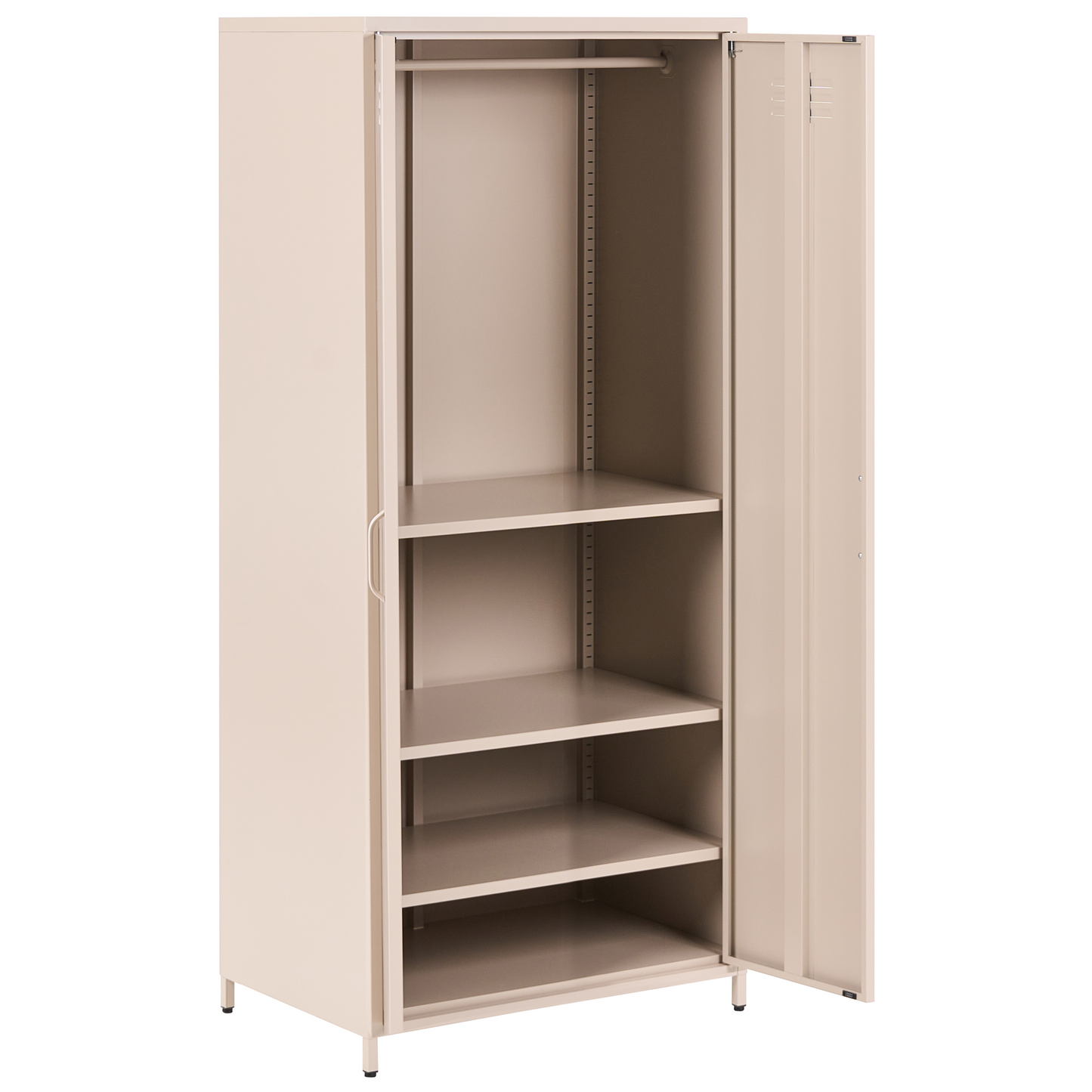 Light Beige Steel Storage Cabinet 2 Doors 4 Shelves Industrial Design