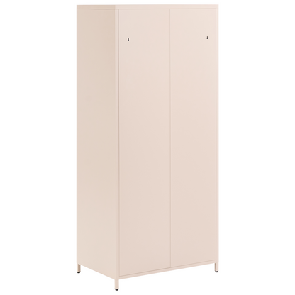 Light Beige Steel Storage Cabinet 2 Doors 4 Shelves Industrial Design