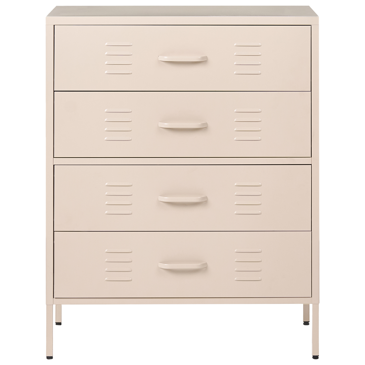 Four Drawer Beige Metal Chest Industrial Storage Cabinet For Home Office