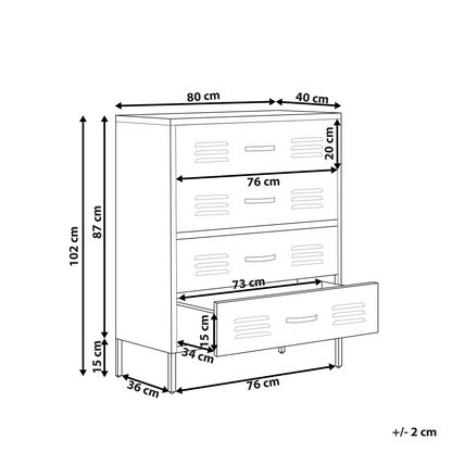 Four Drawer Beige Metal Chest Industrial Storage Cabinet For Home Office