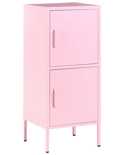 Pink 2 Door Storage Cabinet With 4 Shelves Metal Home Office Unit Modern Industrial