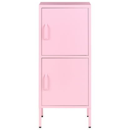 Pink 2 Door Storage Cabinet With 4 Shelves Metal Home Office Unit Modern Industrial