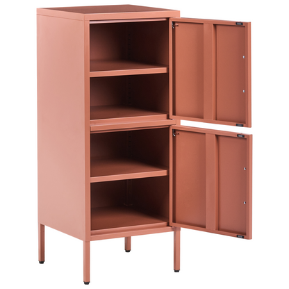 2 Door Storage Cabinet Golden Brown Steel Office 4 Shelves