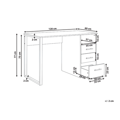 Home Desk White 120 x 60cm With Three Drawers Minimalist