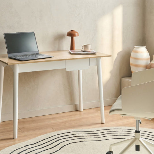 Home Desk 120 x 60cm White Brown Drawer Storage