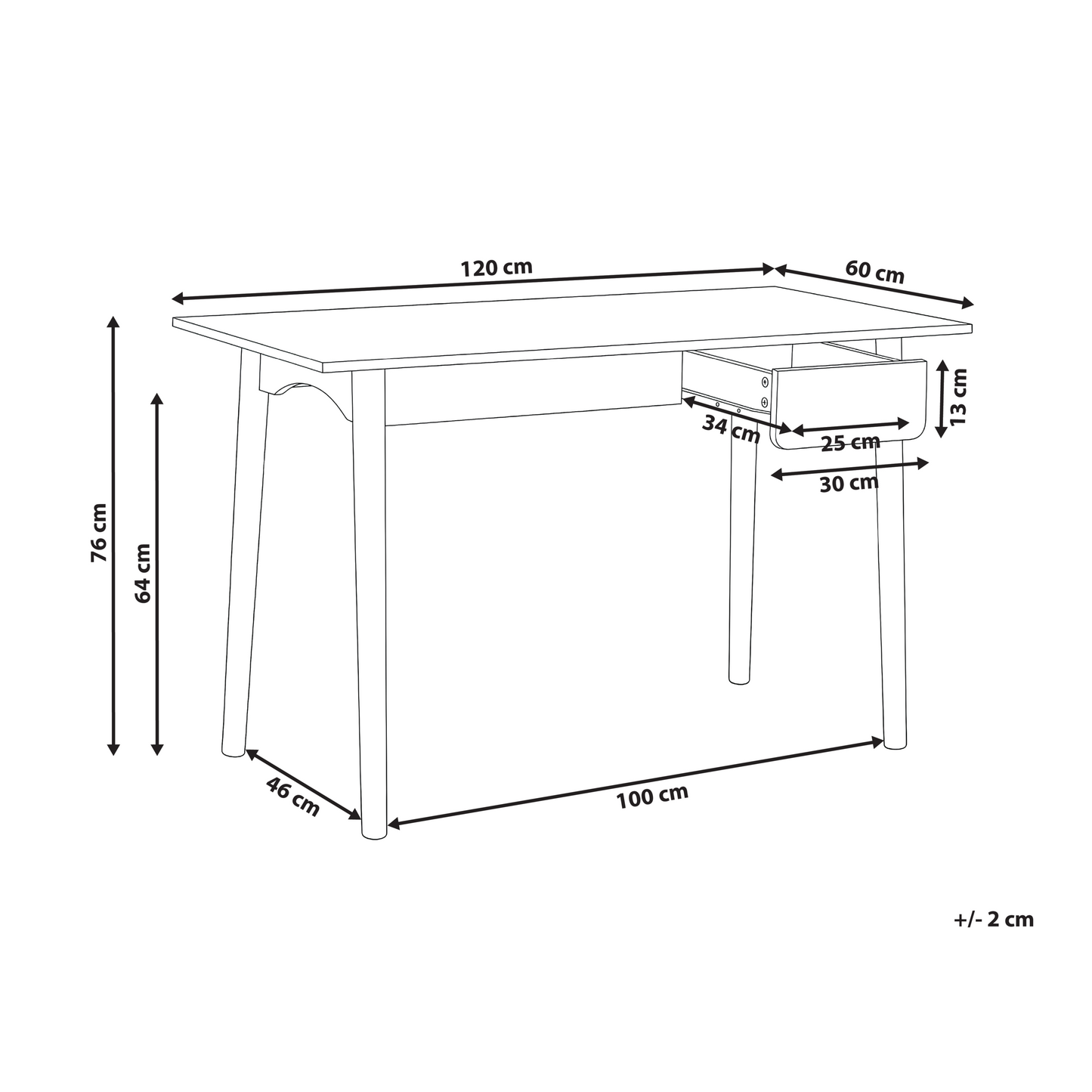 Home Desk 120 x 60cm White Brown Drawer Storage