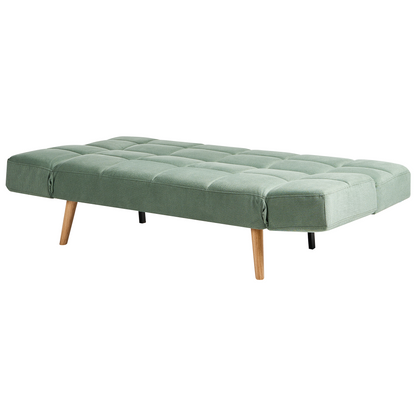 Sofa Bed Light Green Fabric Upholstered 2 Seater With 3 Position Backrest Recline
