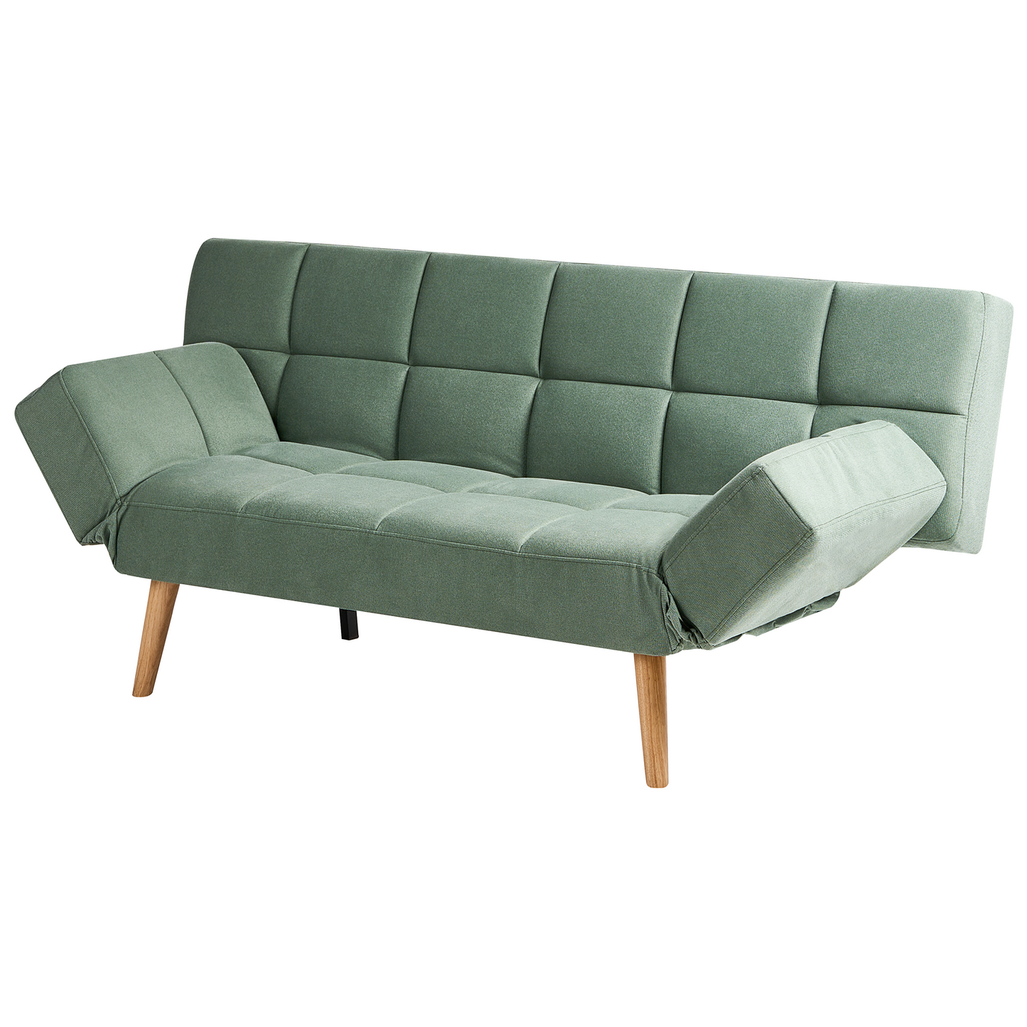 Sofa Bed Light Green Fabric Upholstered 2 Seater With 3 Position Backrest Recline