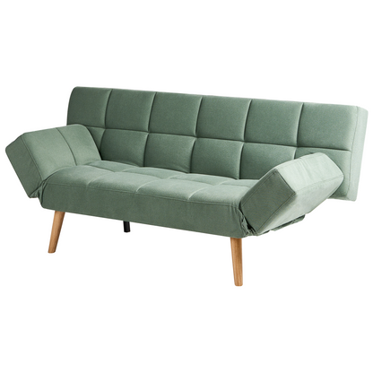 Sofa Bed Light Green Fabric Upholstered 2 Seater With 3 Position Backrest Recline