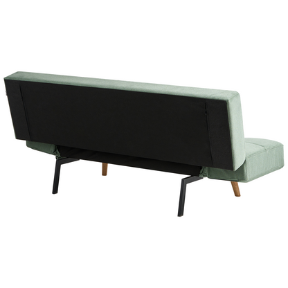 Sofa Bed Light Green Fabric Upholstered 2 Seater With 3 Position Backrest Recline