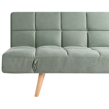 Sofa Bed Light Green Fabric Upholstered 2 Seater With 3 Position Backrest Recline