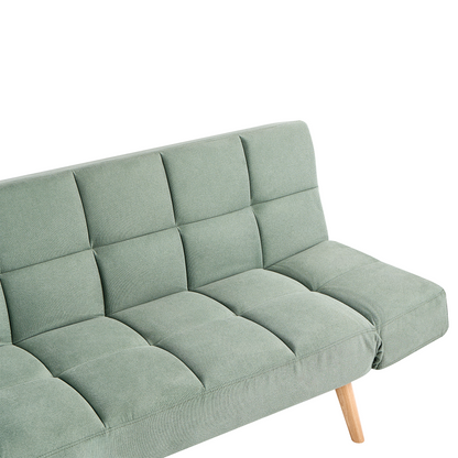 Sofa Bed Light Green Fabric Upholstered 2 Seater With 3 Position Backrest Recline