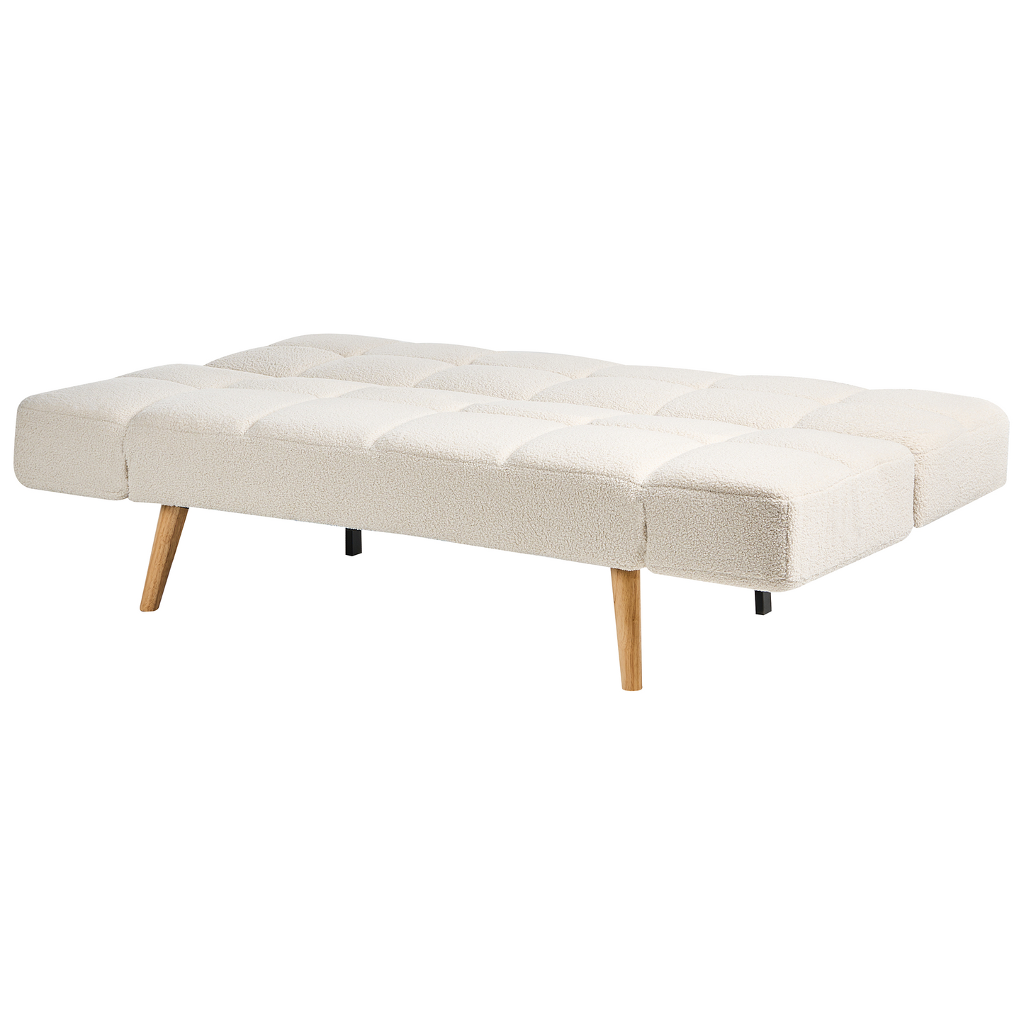 Sofa Bed Light Off White Boucle 2 Seater With Adjustable Reclining Backrest