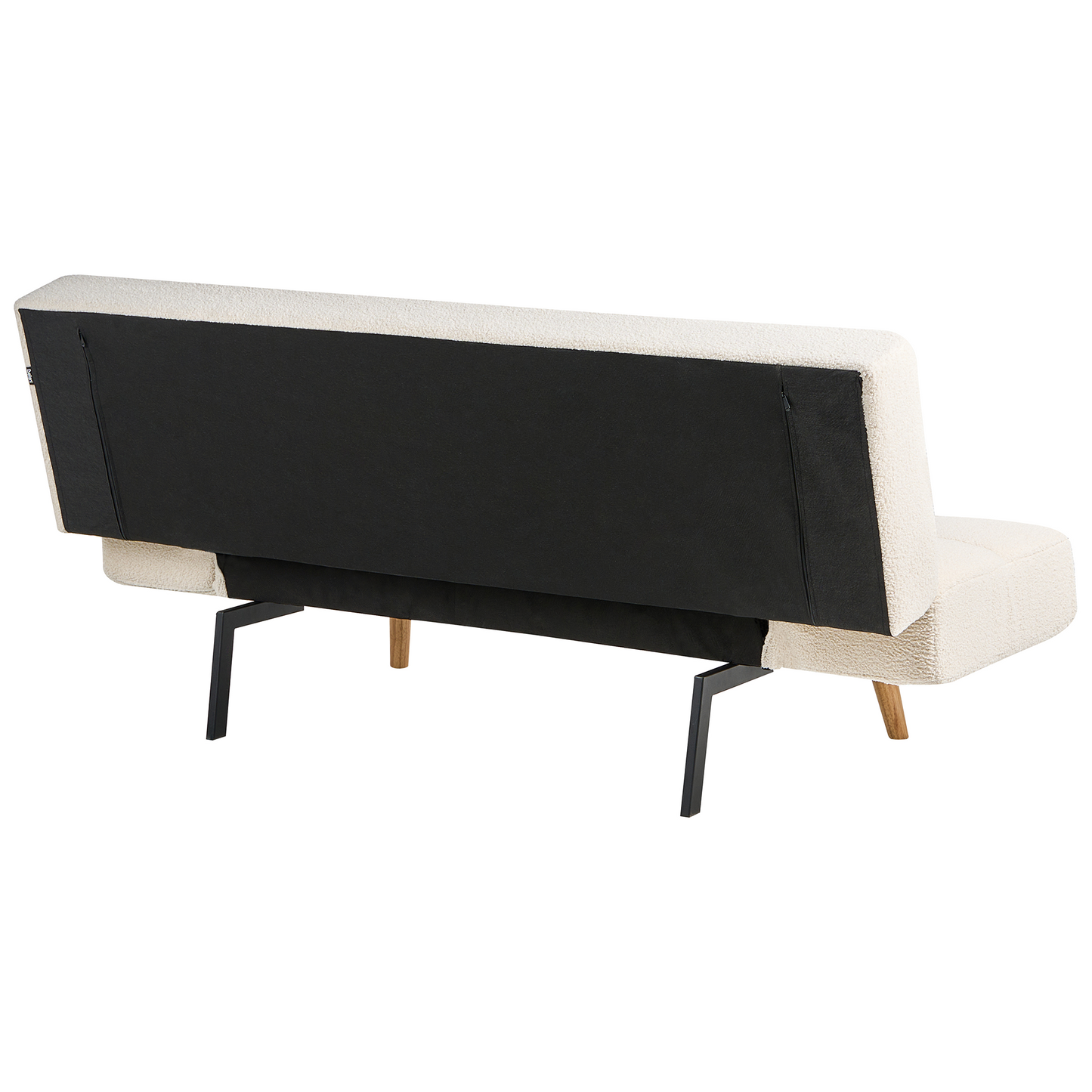 Sofa Bed Light Off White Boucle 2 Seater With Adjustable Reclining Backrest
