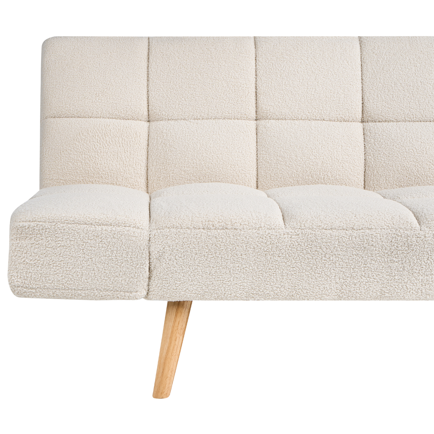 Sofa Bed Light Off White Boucle 2 Seater With Adjustable Reclining Backrest