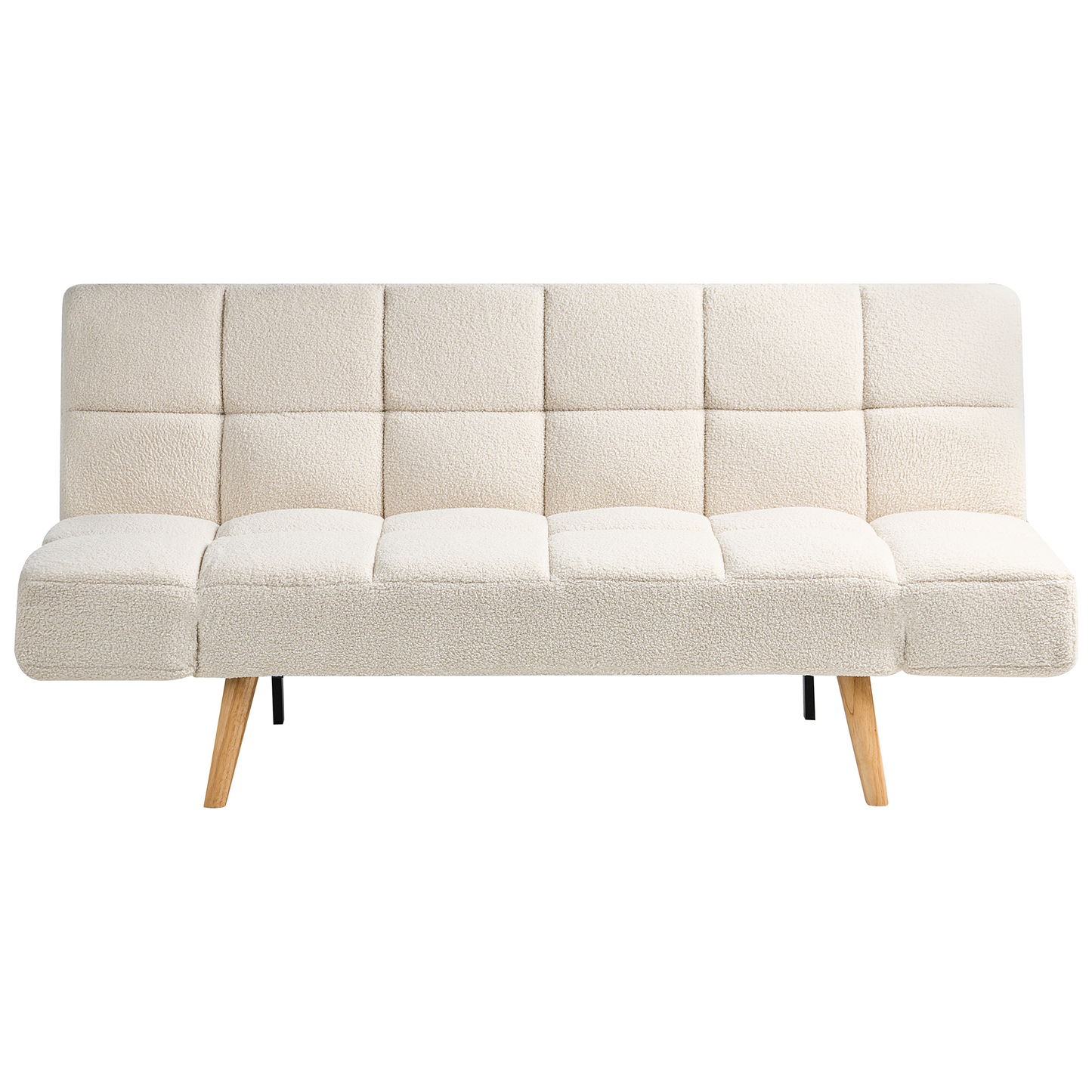 Sofa Bed Light Off White Boucle 2 Seater With Adjustable Reclining Backrest
