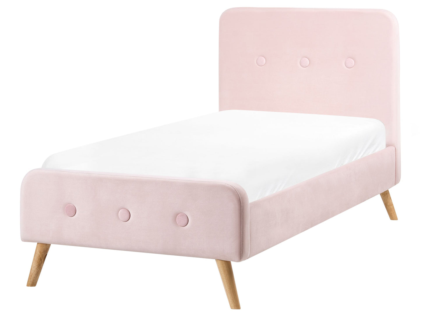 Slatted Bed Frame Pastel Pink Velvet 3ft Single EU Modern