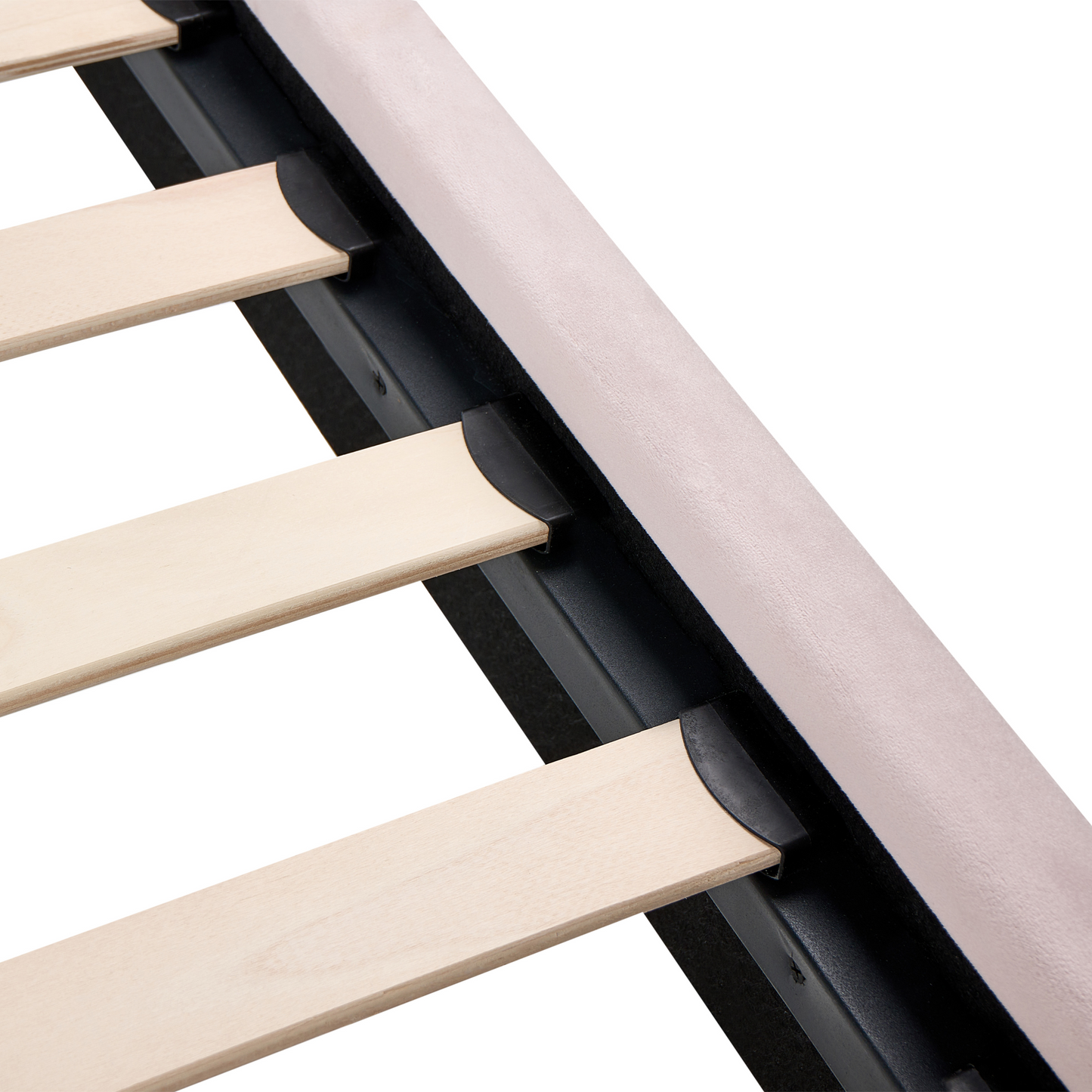 Slatted Bed Frame Pastel Pink Velvet 3ft Single EU Modern
