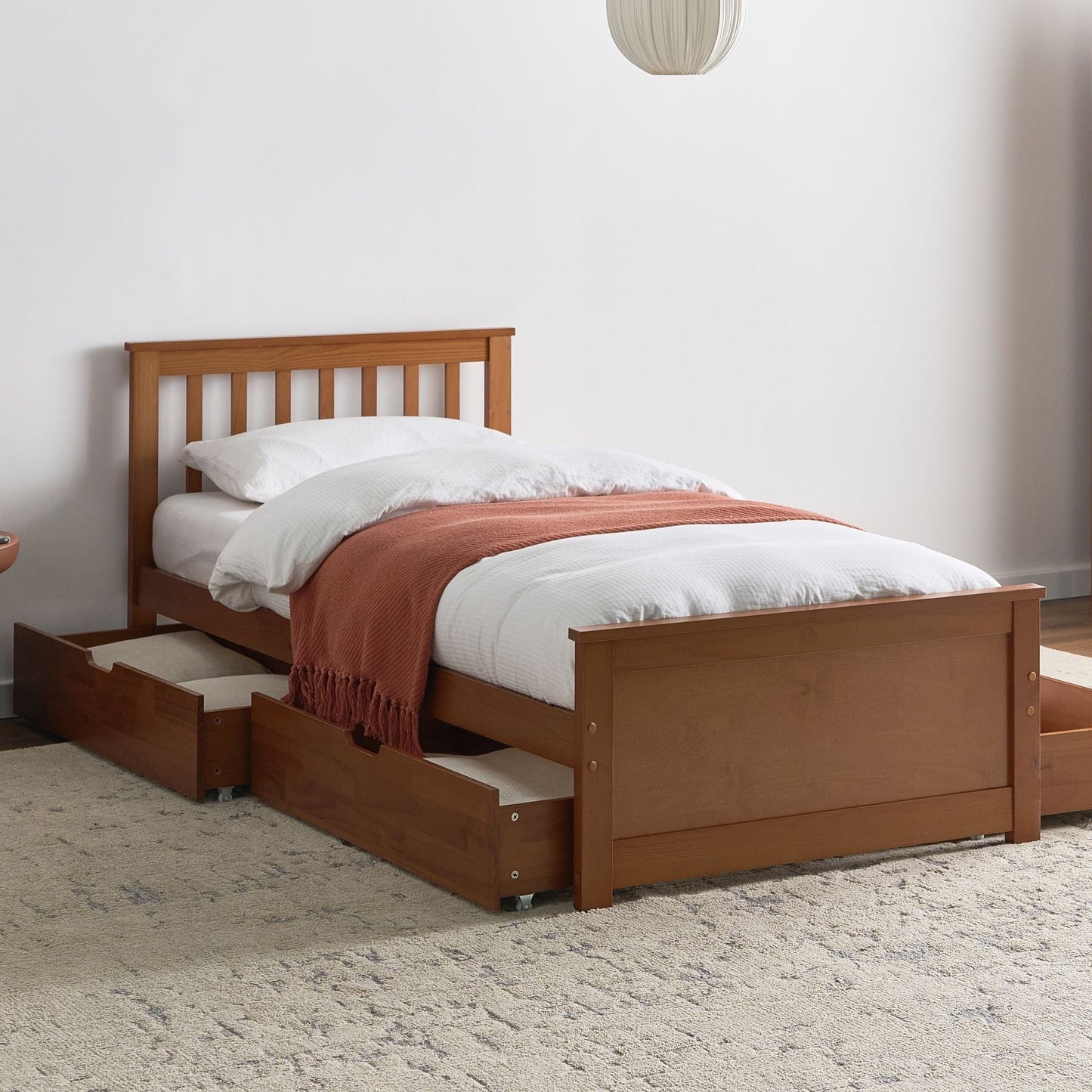 CasaNova Bed Frame Pine Wood Brown 4 Drawer EU Single 3ft Minimalist
