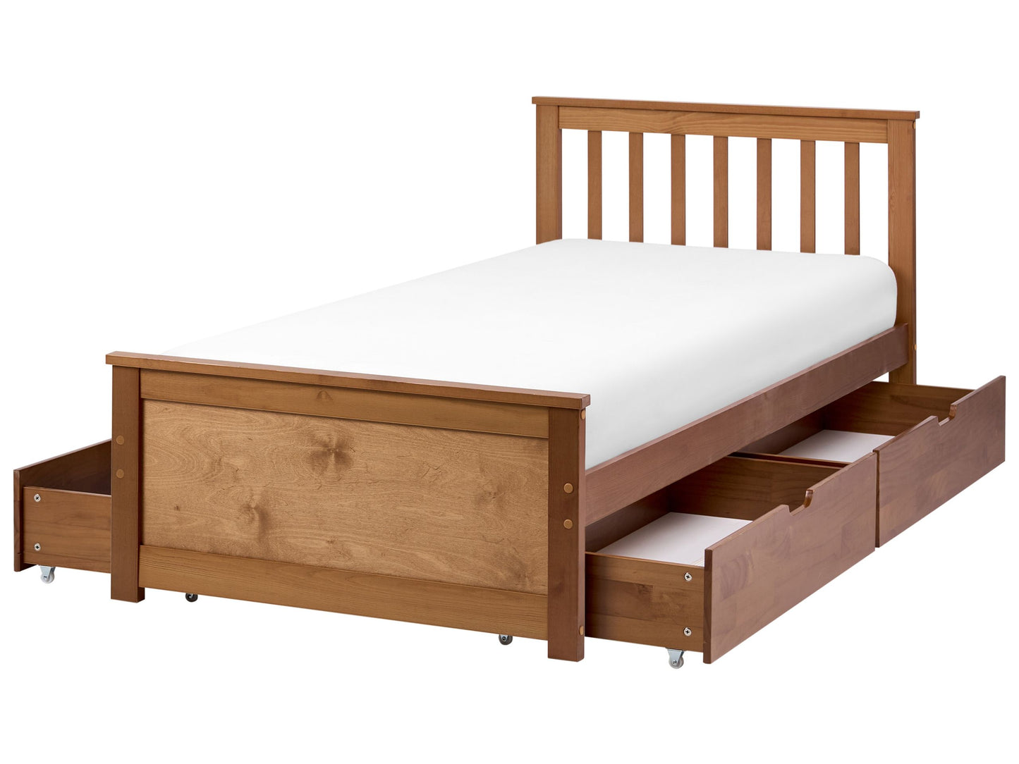 CasaNova Bed Frame Pine Wood Brown 4 Drawer EU Single 3ft Minimalist