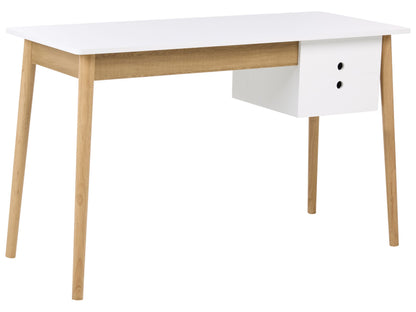 Desk White Light Brown 120 x 50cm With Drawer Storage