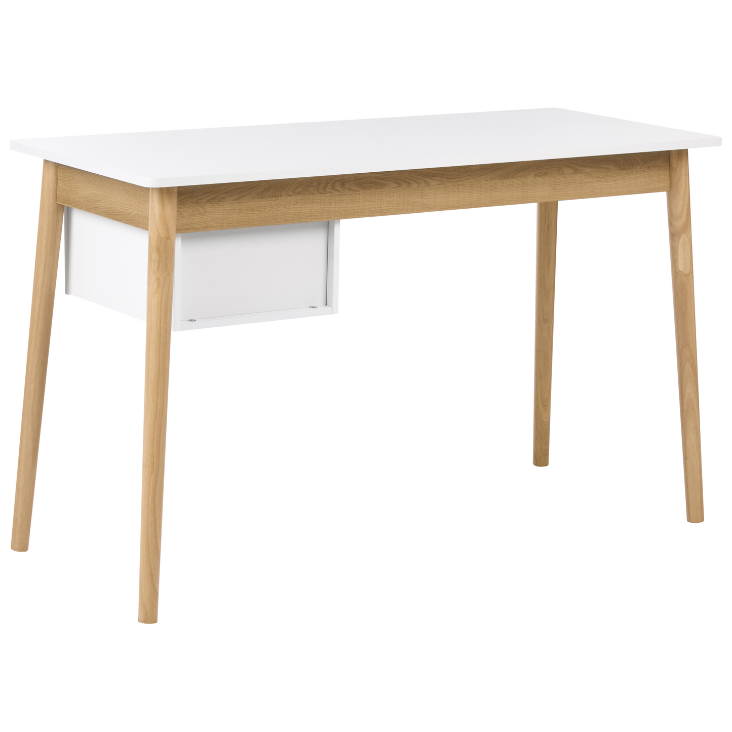Desk White Light Brown 120 x 50cm With Drawer Storage