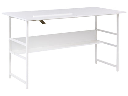 Home Desk White 140 x 50cm With Adjustable Top Storage