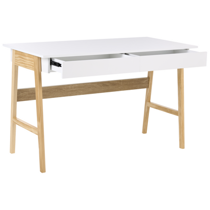Two Tone Desk 120 x 60cm Drawer Storage White Brown