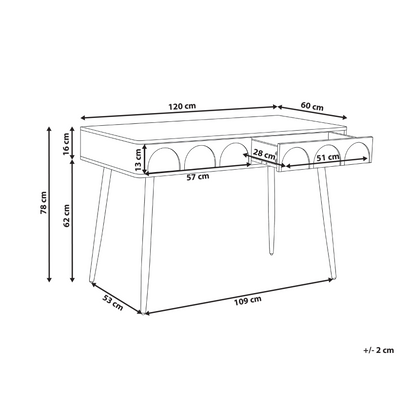 Home Desk White Particle Board Desk 120 x 60cm Drawer Storage
