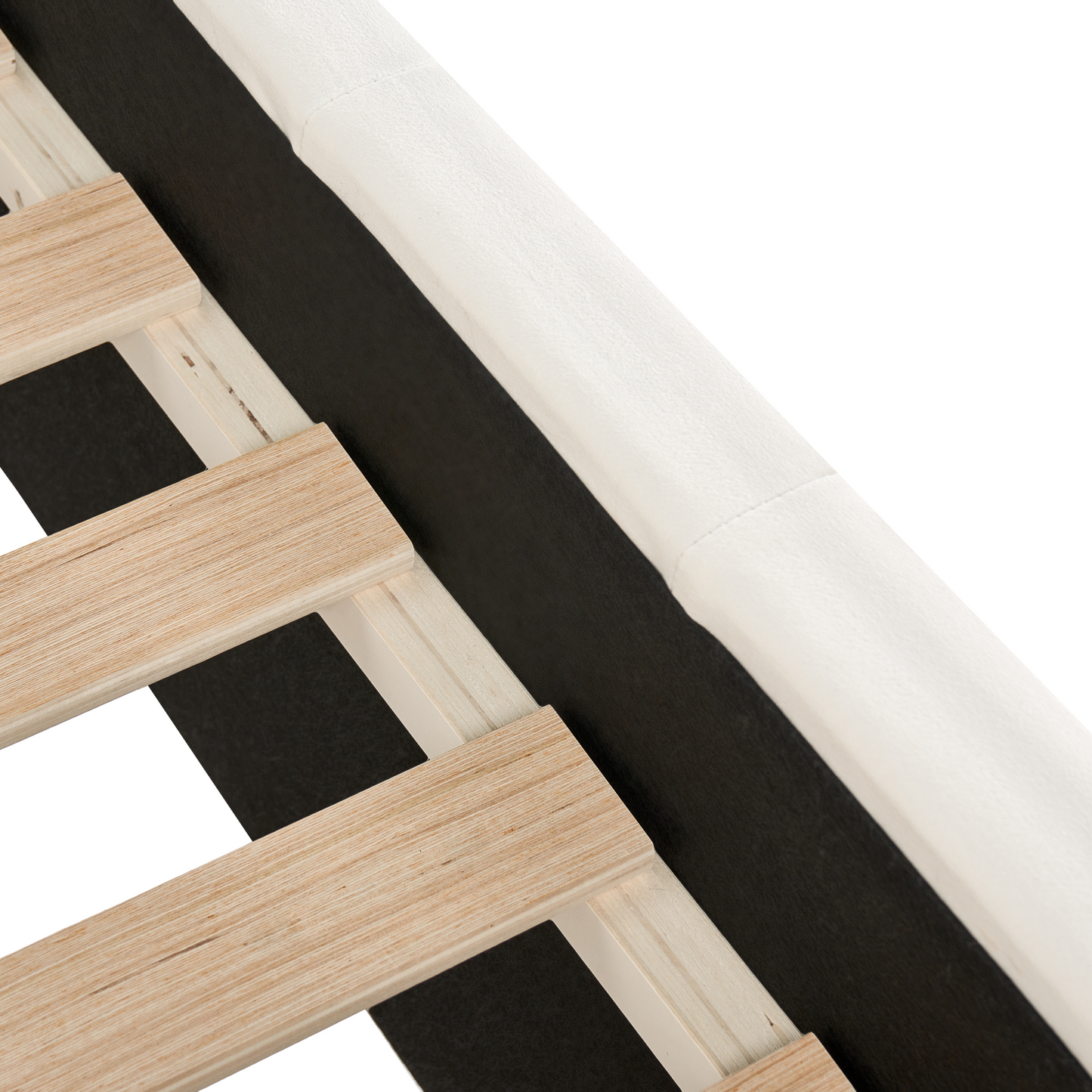3Ft Bed Off White Velvet Quilted Slatted Wood Legs