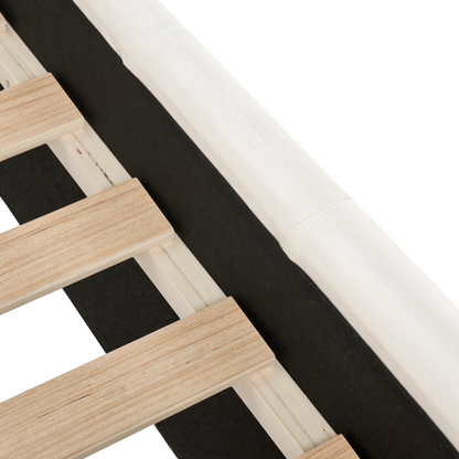 3Ft Bed Off White Velvet Quilted Slatted Wood Legs