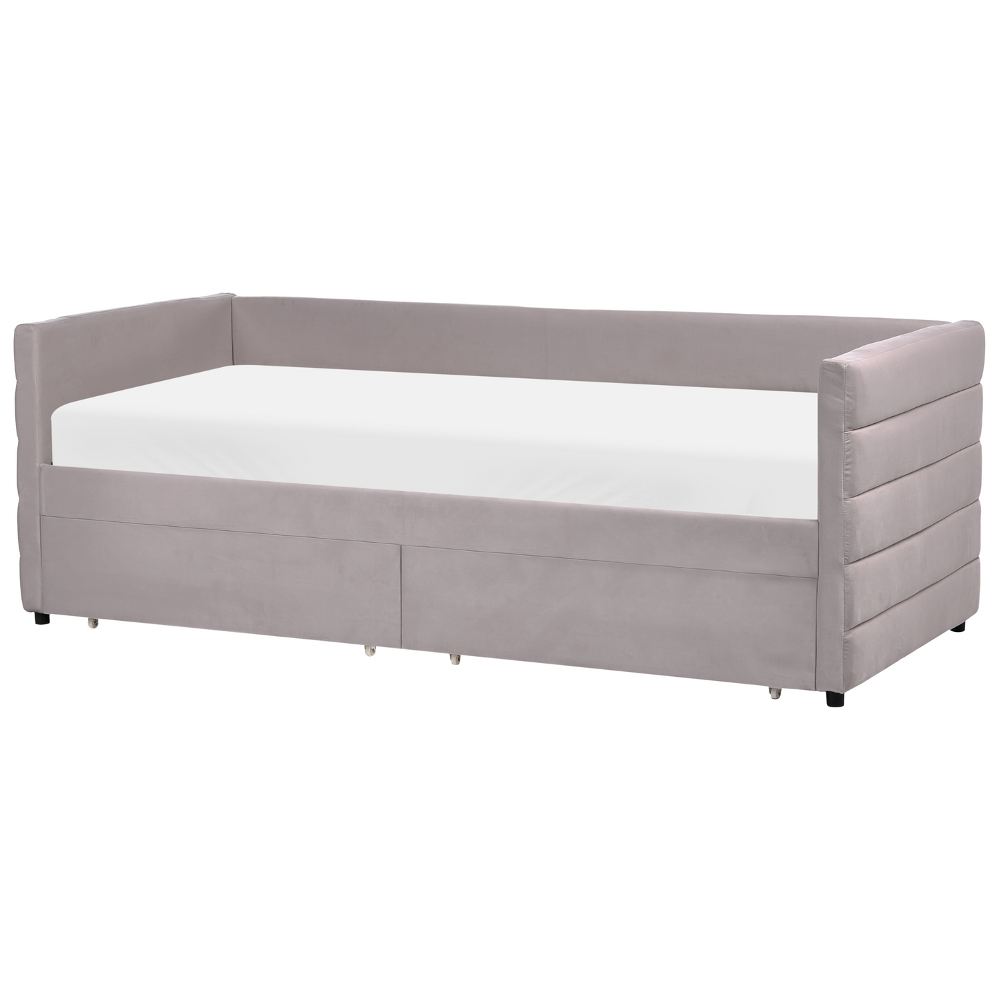 Daybed Light Grey 90 x 200cm With Slatted Frame and Drawers