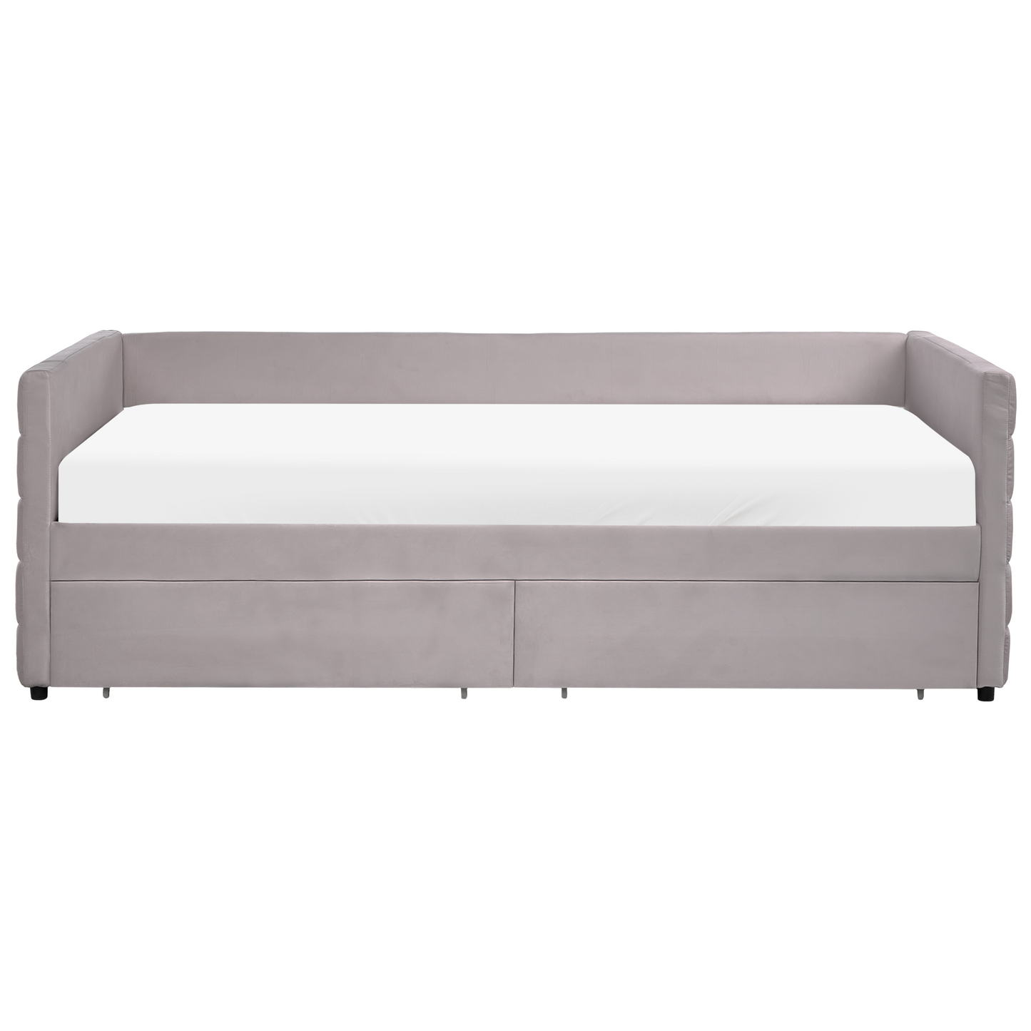 Daybed Light Grey 90 x 200cm With Slatted Frame and Drawers