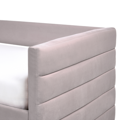 Daybed Light Grey 90 x 200cm With Slatted Frame and Drawers