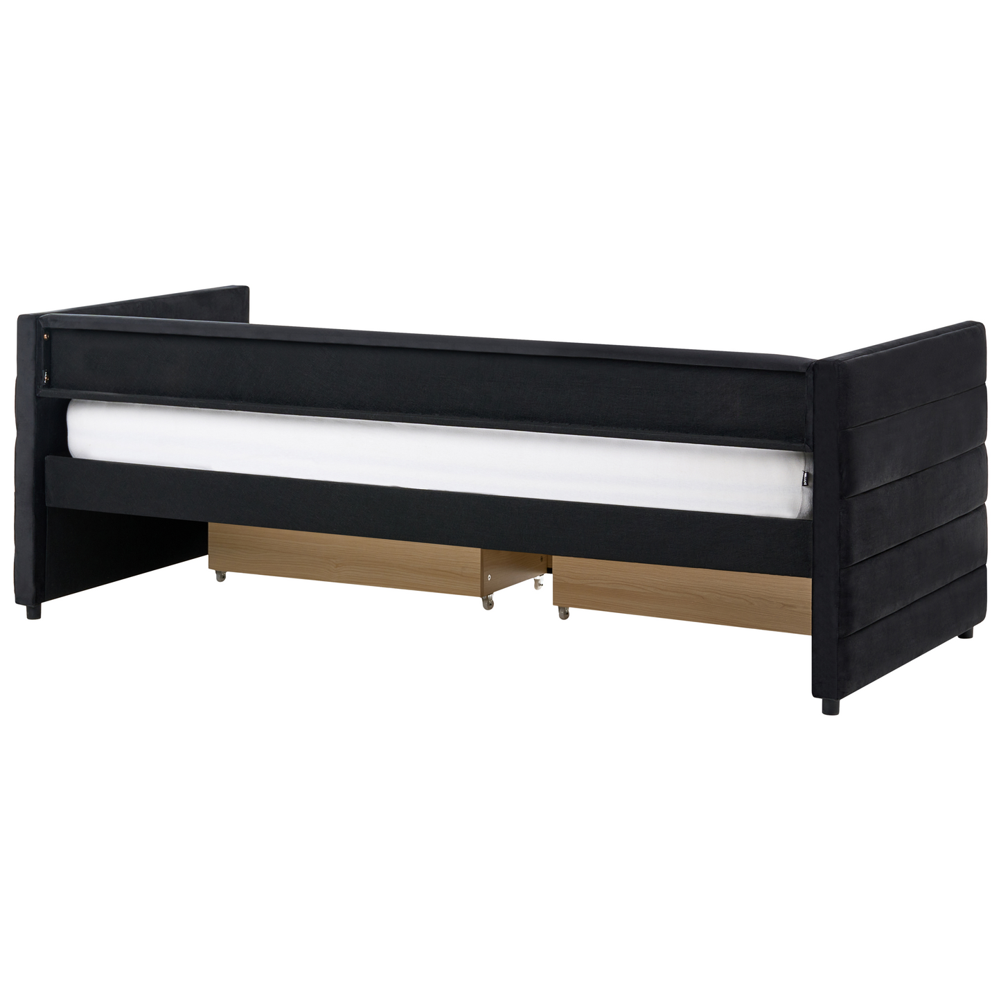 Black Velvet Daybed 90 x 200cm EU Single With Frame Drawers