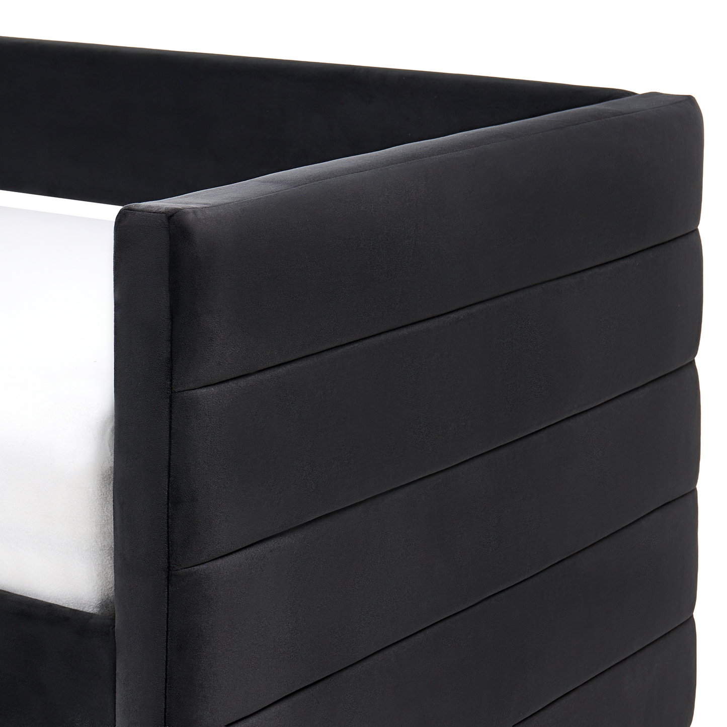 Black Velvet Daybed 90 x 200cm EU Single With Frame Drawers