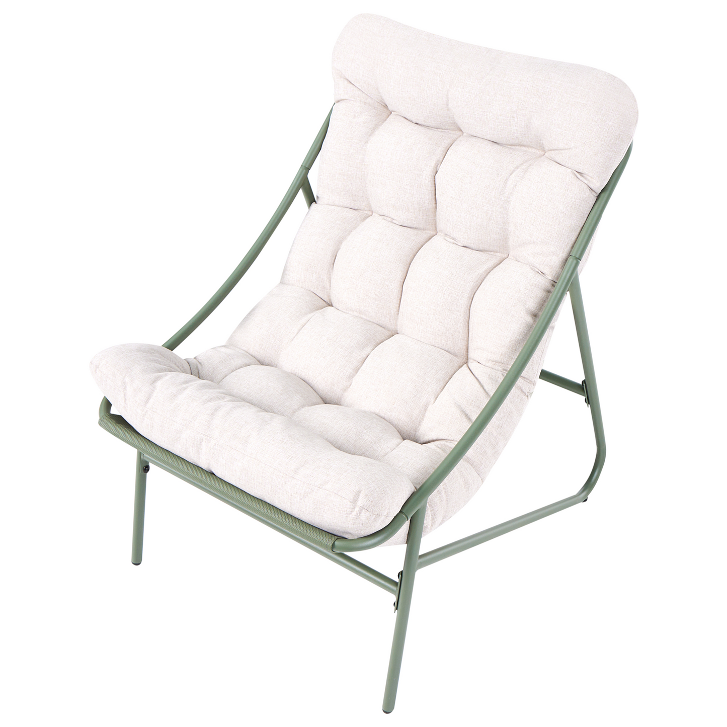 Elite Outdoor Green Beige Lounge Set Steel Frame 2 Seater