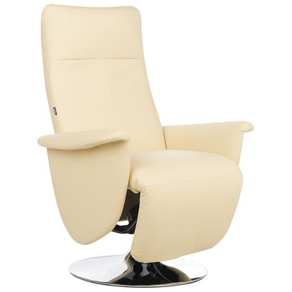 Reclining Armchair Light Beige Faux Leather with Adjustable Back and Pull Out Footstool
