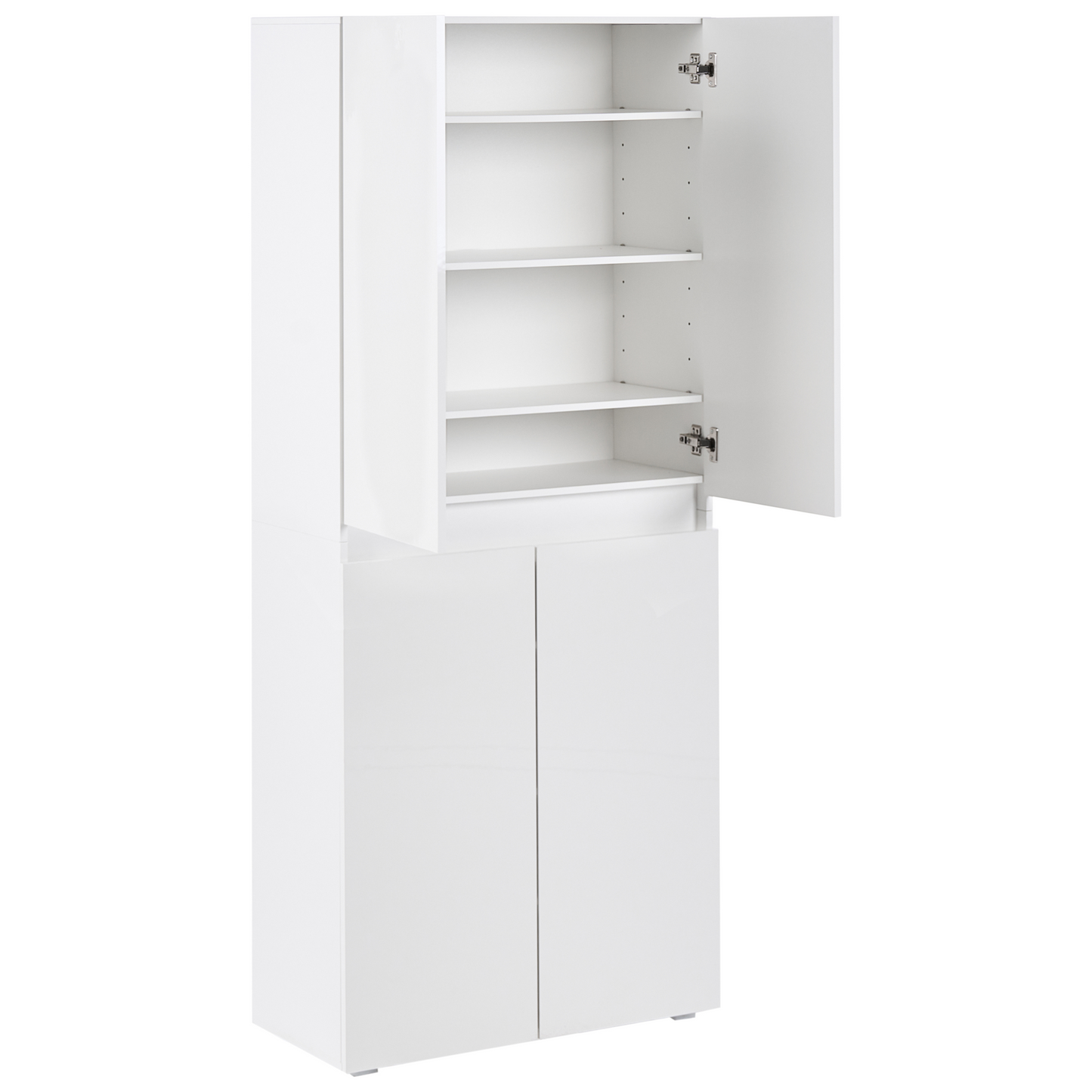 White Chipboard Shoe Storage Cabinet Eight Shelves Two Doors Modern Hallway Organizer