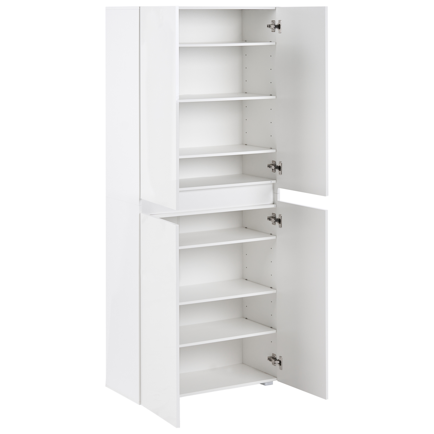 White Chipboard Shoe Storage Cabinet Eight Shelves Two Doors Modern Hallway Organizer