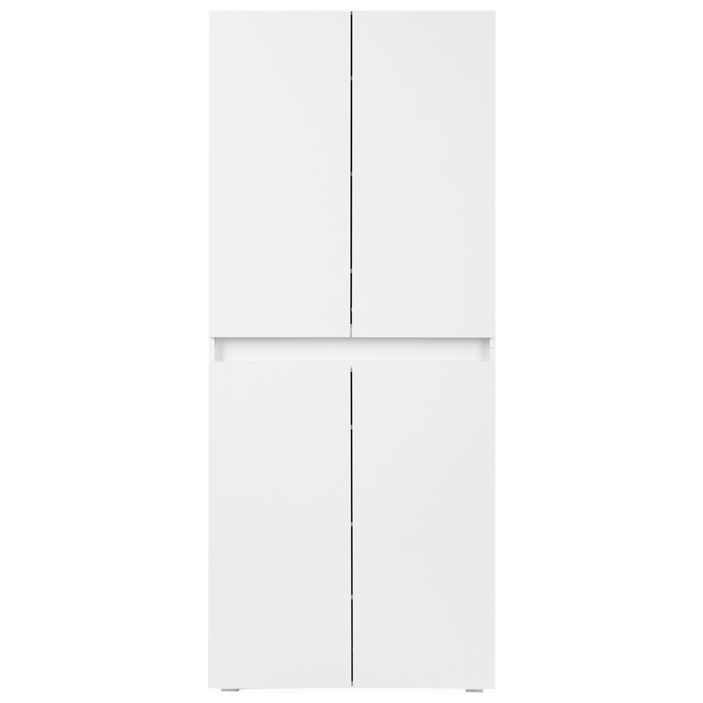 White Chipboard Shoe Storage Cabinet Eight Shelves Two Doors Modern Hallway Organizer