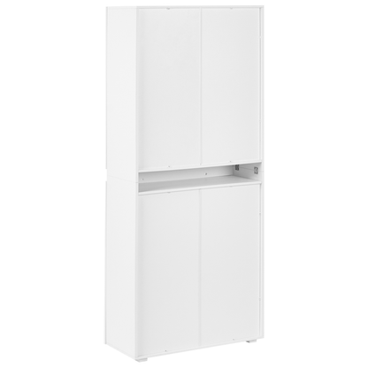 White Chipboard Shoe Storage Cabinet Eight Shelves Two Doors Modern Hallway Organizer