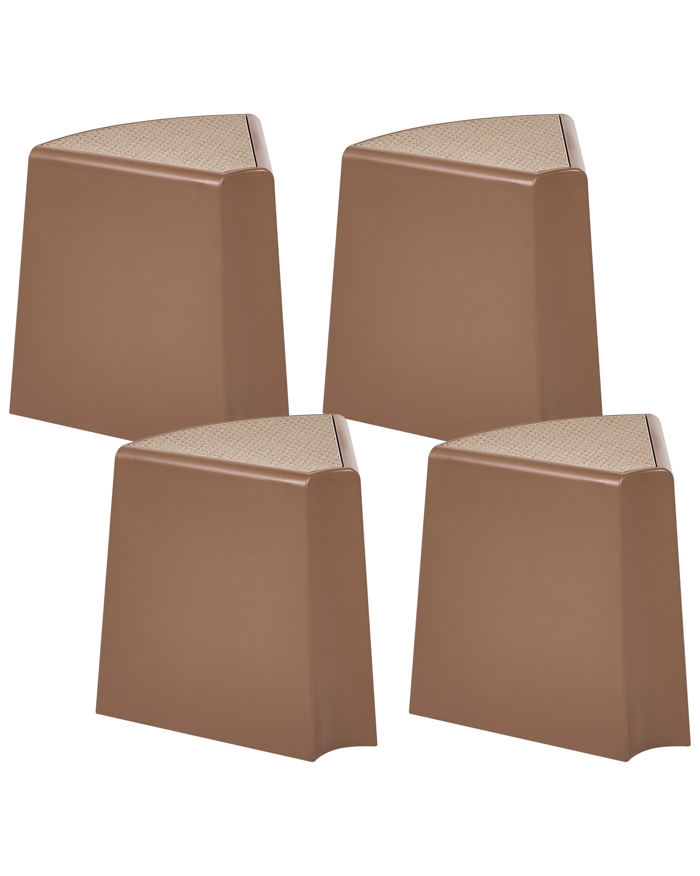 Set of 4 Brown Synthetic Garden Stools Stacking Footstools
