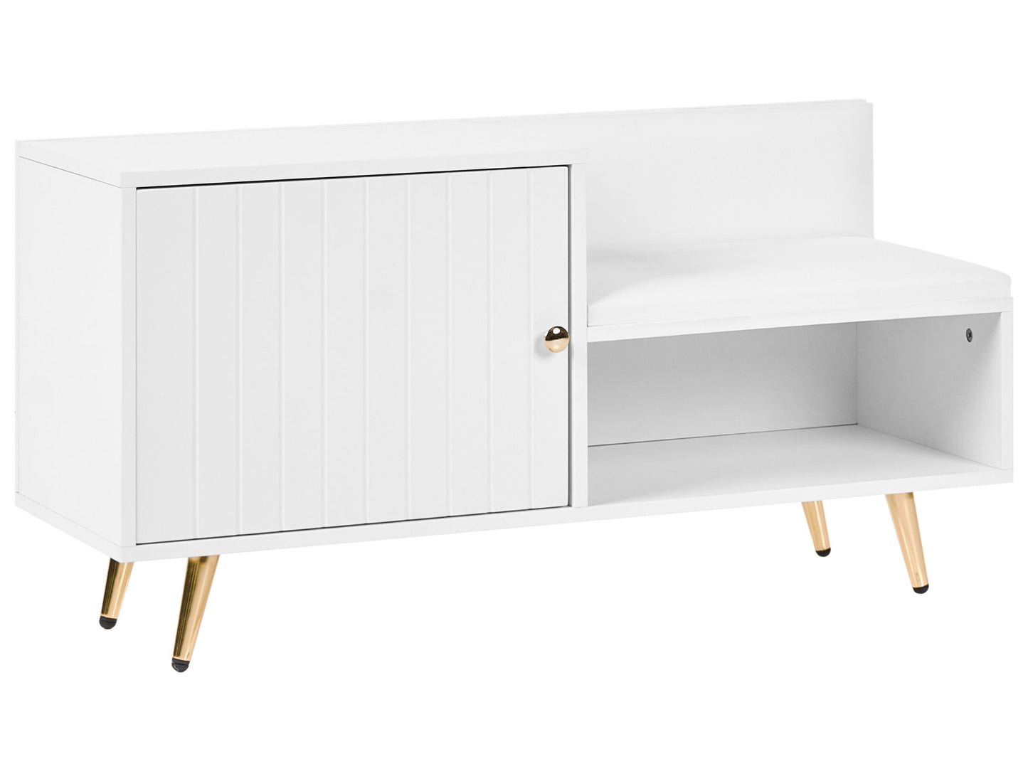 Shoe Storage Bench White With 2 Compartments And Metal Legs