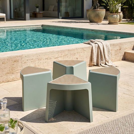 Garden Stools Set Of 4 Mint Green Stackable Patio Stools